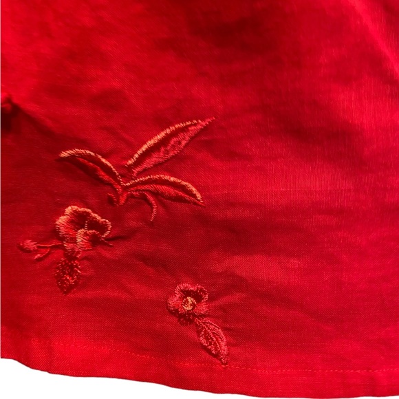 Coral/red Japanese style blouse looks like linen with beautiful embroide… - Picture 10 of 12